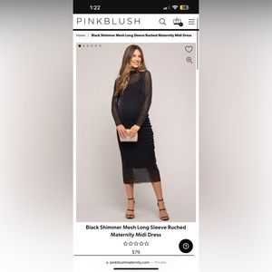Black shimmer mesh maternity dress.